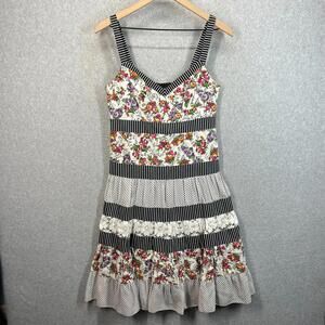 Nanette Lepore Womens 4 Lightweight Floral Tiered Knee Length Trapeze Dress EUC
